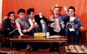 Snfu snfu being interviewed for cable show  1983. photo taken by someone else but i own the negs.