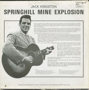 Jack kingston   springhill mine explosion back