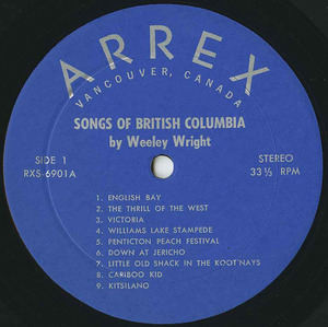 Weeley wright   songs of british columbia label 01