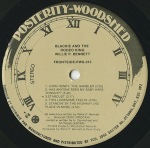Willie p bennett   blackie and the rodeo king label 01
