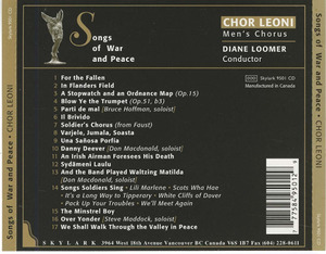 Cd chor leoni men's chorus  diane loomer  conductor   songs of war and peace inlay back