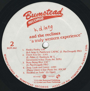 Kd lang   a truly western experience label 02