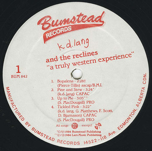 Kd lang   a truly western experience label 01