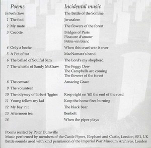 Cd robert service war poems back