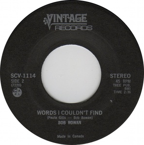 Bob rowan words i couldnt find vintage