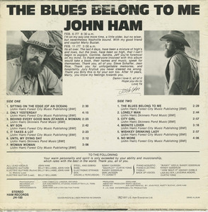 John ham   the blues belong to me back