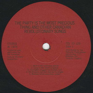 Canadian cultural worker's committee   the party is the most precious thing label 01