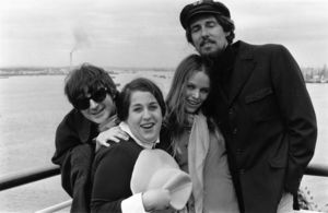 The mamas and the papas arrive at southampton england from l to r canadian born denny doherty mama cass elliot 1941   1974 michelle phillips and john phillips 1935   2001 photo by wood getty images