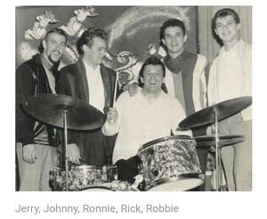 Robbie robertson  rick danko  ronnie hawkins   levon helm.