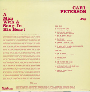 Carl peterson   a man with a song in his heart back