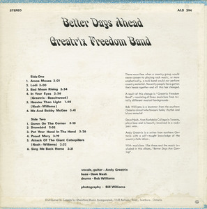 Greatrix freedom band   better days ahead back