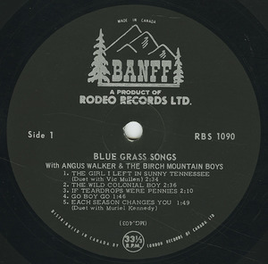 Angus walker   blue grass songs label 01