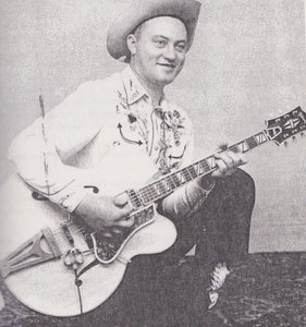 Johnnie with his prized early 50s gibson super 400. thankfully this is one guitar that he was able to hang onto for his whole career   and remains in the lucky family to this day.