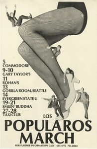 A rare poster for vancouver underground legends los popularos. top to bottom zippy pinhead  john armstrong  art bergmann  bill scherk and tony bardach. photo by john mackie