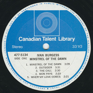 Ivan burgess   minstrel of the dawn label 01