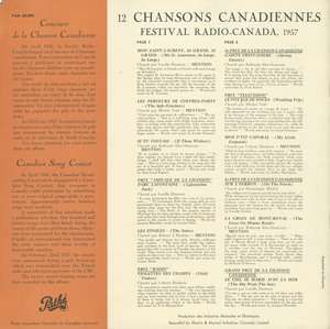 Va 12 chansons canadiennes festival radio canada  1957 booklet back