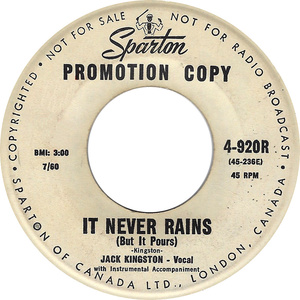 Jack kingston it never rains but it pours sparton b