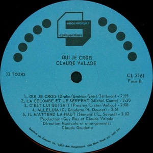 Valade claude oui je crois 1981 disque face b
