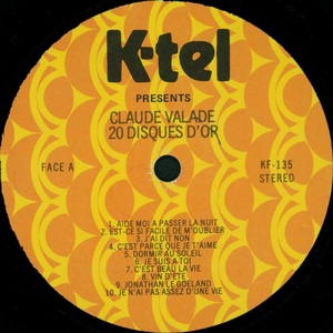 Valade claude 20 disques d'or 1977 disque face a