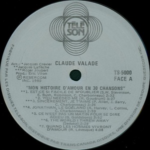 Valade claude mon histoire d'amour en 30 chansons 1980 disque 1 face a