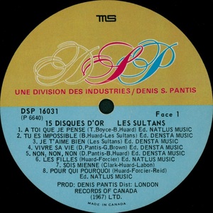 Sultans les 15 disques d'or 1968 disque face 1aa