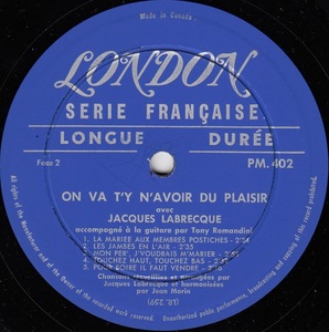 Labrecque jacques on va t'y n'avoir du plaisir mono 1961 disque face 2