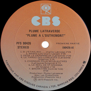 Latraverse plume plume %c3%a0 l'outremont 1977 disque face a