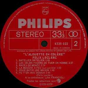 Leclerc f%c3%a9lix l'alouette en col%c3%a8re 1973 disque face 2b