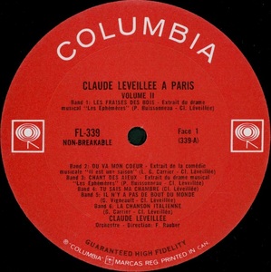L%c3%a9veill%c3%a9e claude %c3%a0 paris volume 2 mono 1966 disque face 1