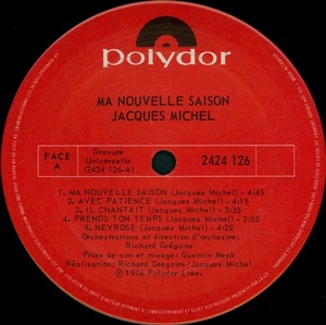 Michel jacques ma nouvelle saison 1976 disque face a