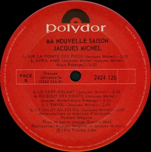 Michel jacques ma nouvelle saison 1976 disque face b