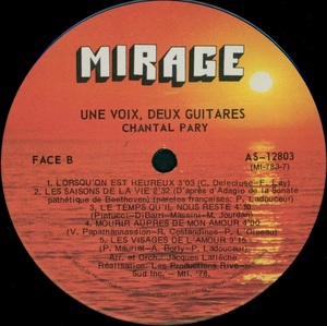 Pary chantal une voix deux guitares 1978 disque face bb