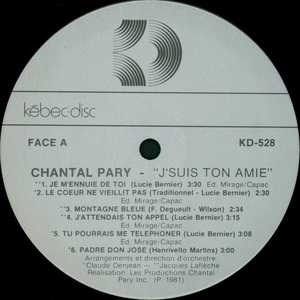 Pary chantal j'suis ton amie 1981 disque face aa