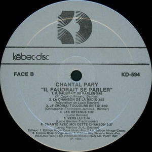 Pary chantal il faudrait se parler 1984 disque face bii