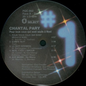 Pary chantal pour tous ceux qui sont seuls %c3%a0 no%c3%abl 1987 disque face a