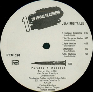 Robitaille jean un voyage en couleur 1984 disque face 1