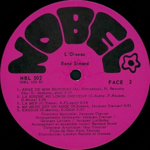 Simard ren%c3%a9 l'oiseau 1971 disque face 2