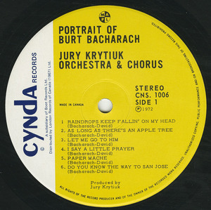 Jury krytiuk   a portrait of burt bacharach label 01