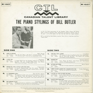 Bill butler   the piano stylings of %28ctl 1027%29 front