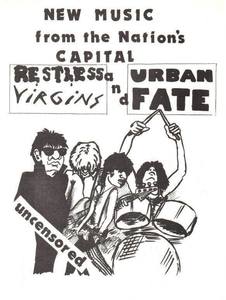 Poster for 1980 southern ontario shows with urban fate. artwork by steve gelling.
