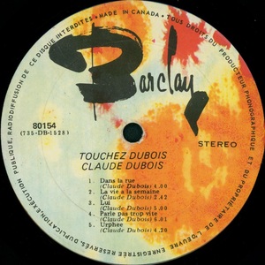 Dubois claude touchez dubois 1973 disque face b