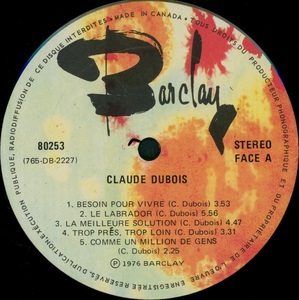 Dubois claude %c3%a0 planche ses plus grands succ%c3%a8s 1976 disque face a