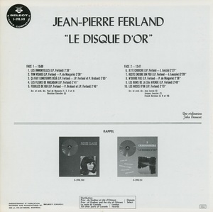 Ferland jean pierre le disque d'or 1969 dos