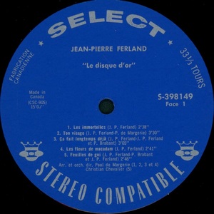 Ferland jean pierre le disque d'or 1969 disque face 1