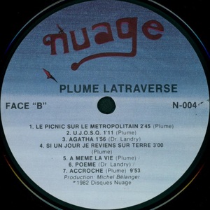 Latraverse plume album souvenir 1982 disque face 'b'
