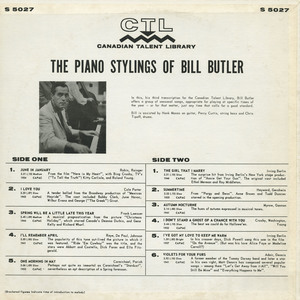 Bill butler   the piano stylings of  ctl front