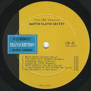 Martin slavin sextet cbc lm 33 label 01