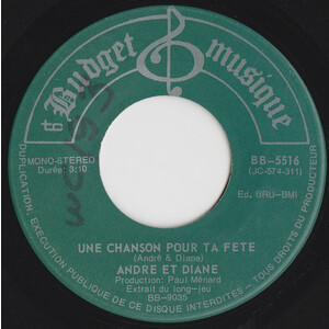 Une Chanson Pour Ta Fête  b/w Marque Pour La Vie (avec Diane Leboeuf)