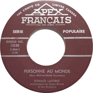  Personne Au Monde b/w Le Soleil, Ma Mie Et Moi