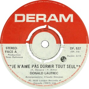  Je N'aime Pas Dormir Tout Seul b/w Douce Rose